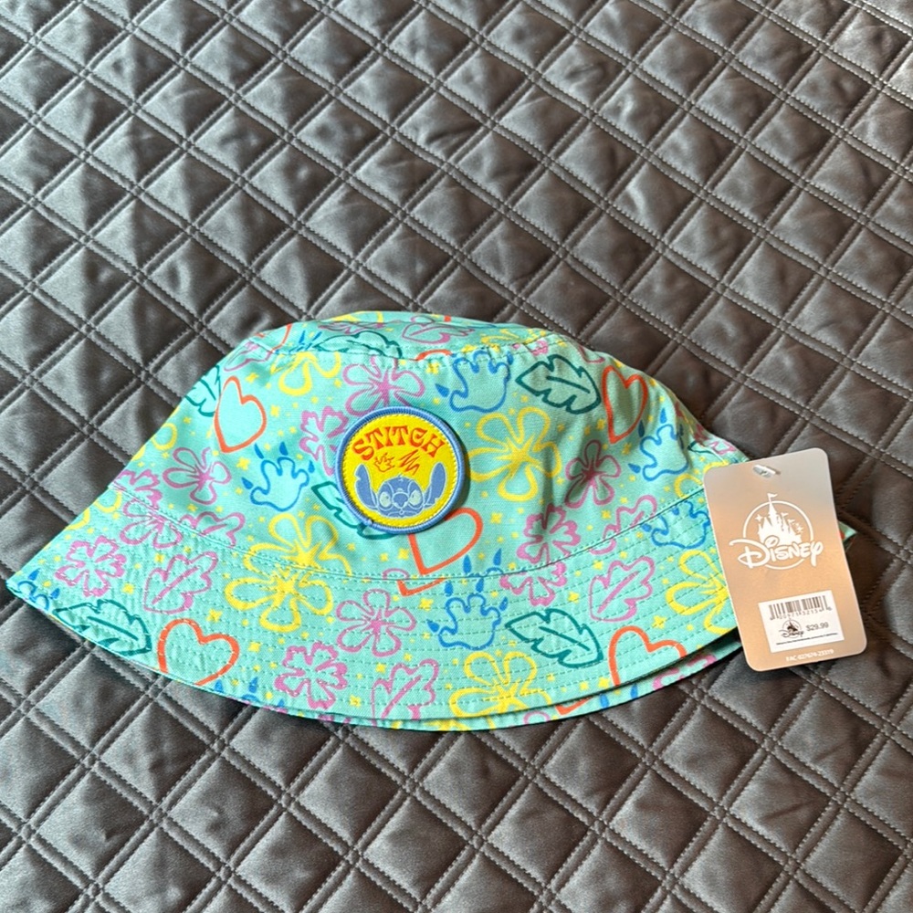 Disney LILO and STITCH Blue and Yellow Bucket Hat Tropical Fun